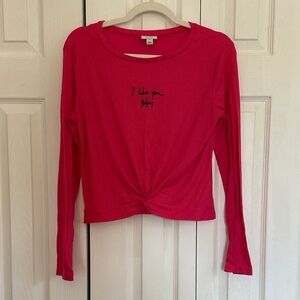 Jenni Pink Ribbed pajama Top